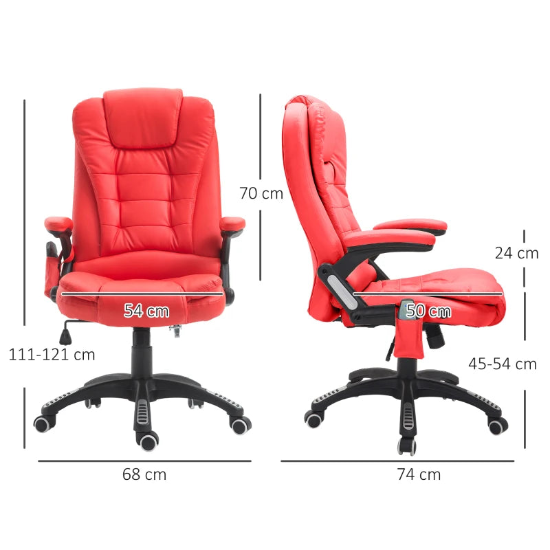 Executive Tilt & Recline Office Chair with Massage & Heat function - Red