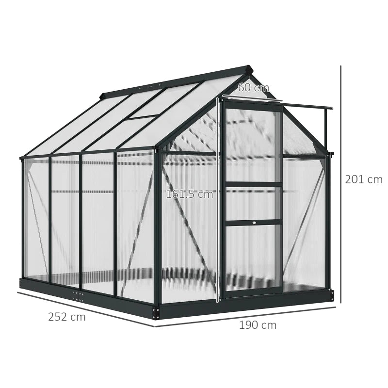 Large Walk-In Clear Polycarbonate Greenhouse with Slide Door and Window