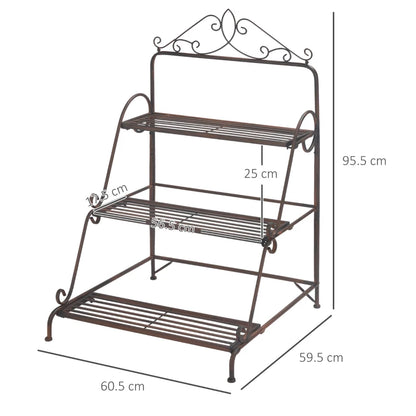 3-Tier Stair Style Plant Stand - Flower Pot Holder Display Shelf Organiser