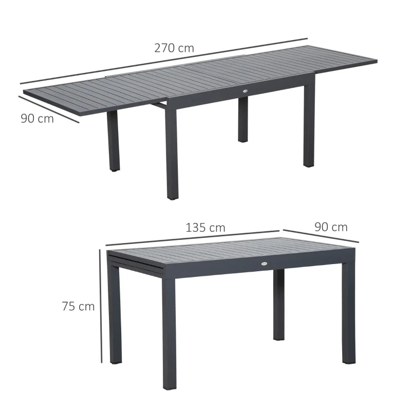 Extendable Garden Table with Aluminium Frame - 10 Seater