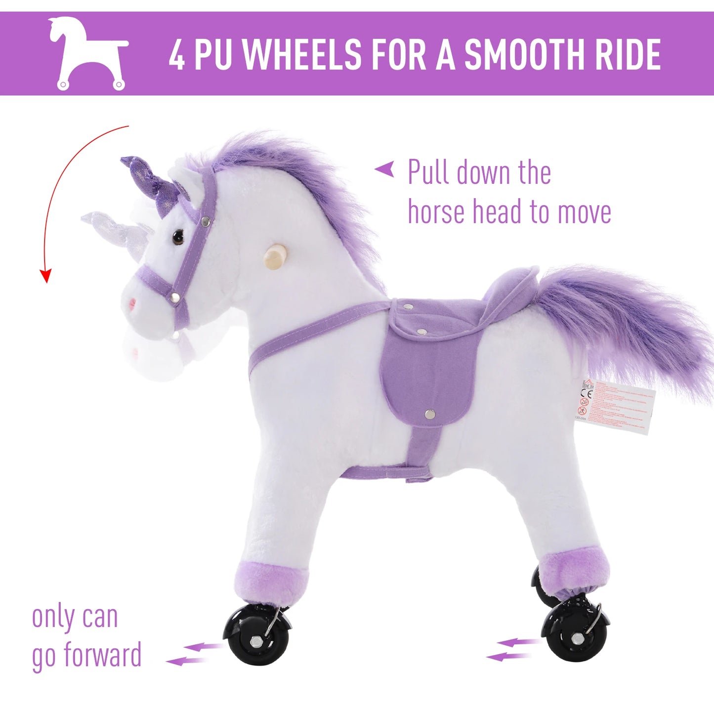 Unicorn Style Plush Riding Toy Horse with Sound Effect