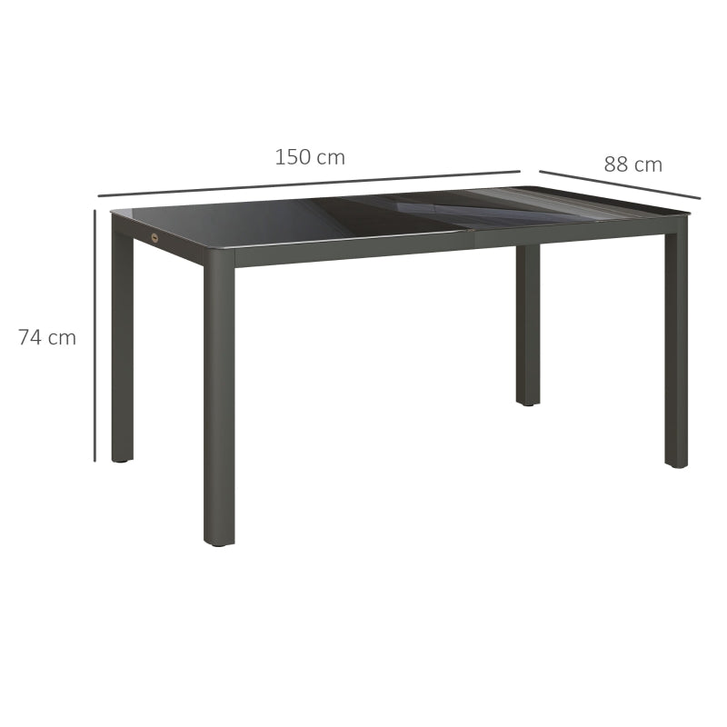 Aluminium Garden Table with Glass Tabletop - (Chairs not Included)