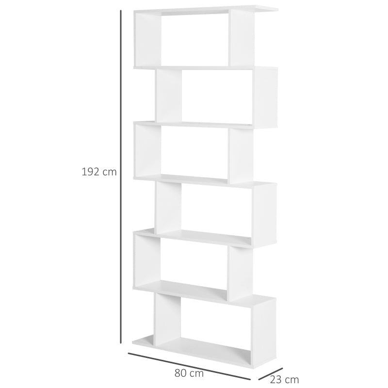 Wooden S Shape Storage Shelf / Bookcase Shelving - White