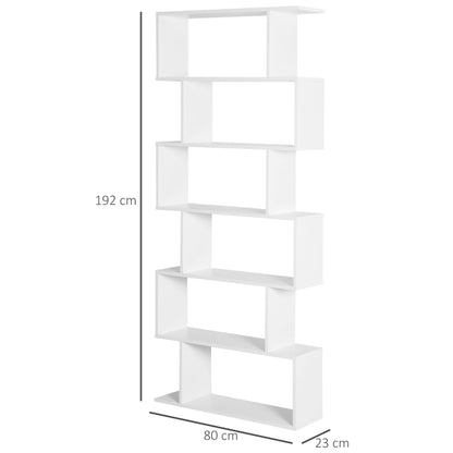 Wooden S Shape Storage Shelf / Bookcase Shelving - White