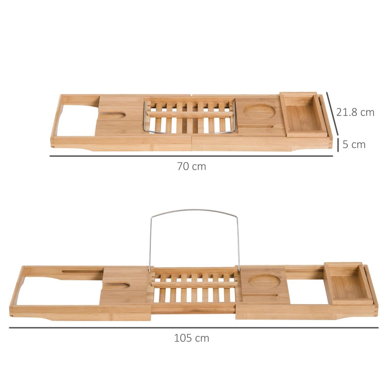 Bamboo Bathtub Shelf Rack Caddy, Set of 2