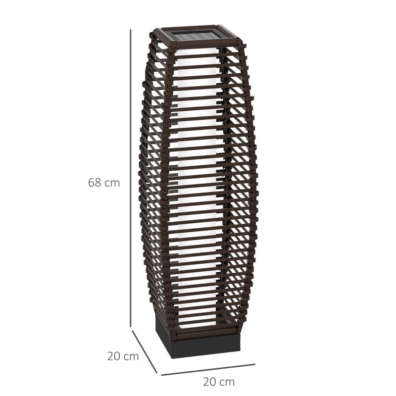 (68cm) - Rattan Solar Floor Lamp / Pathway Lighting - Brown