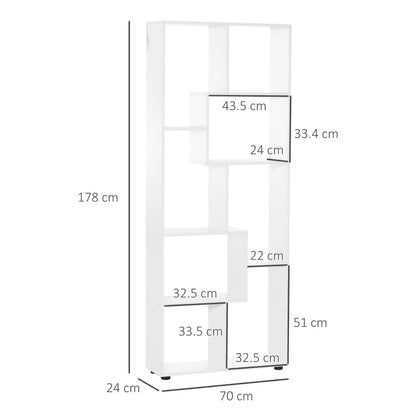 8-Tier Freestanding Modern Storage Shelf / Bookcase with Melamine Surface Anti-Tipping Foot Pads - White