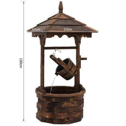 Wooden Waterfall Wishing Well with Pouring Well Bucket - (Electric Water pump Included)