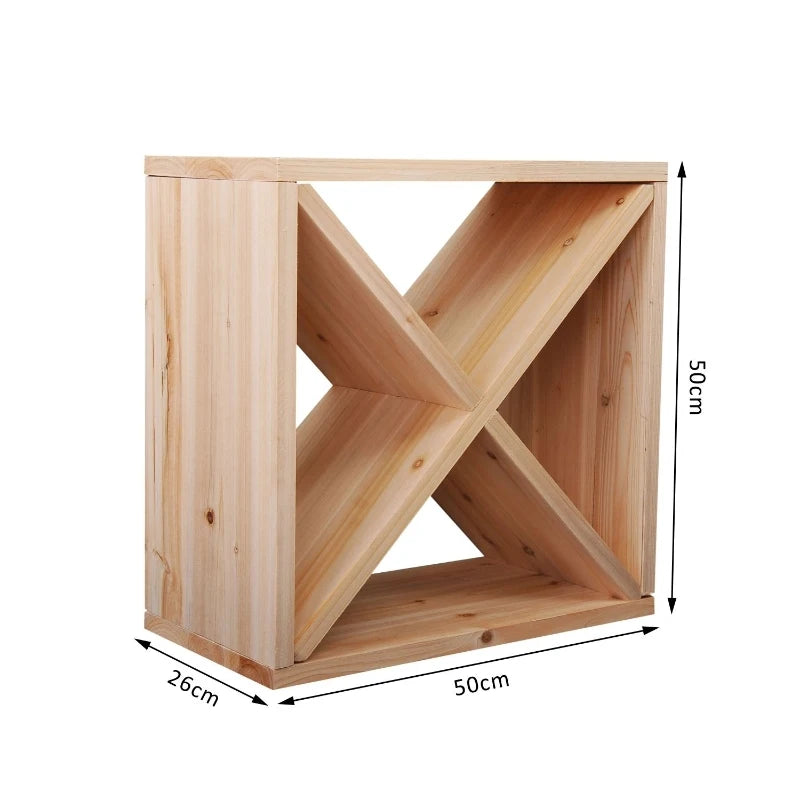 24 Bottle - Wooden 'X' Design Holder / Rack - Square Shape Storage