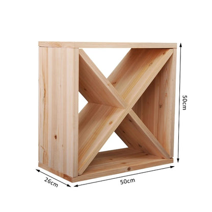 24 Bottle - Wooden 'X' Design Holder / Rack - Square Shape Storage