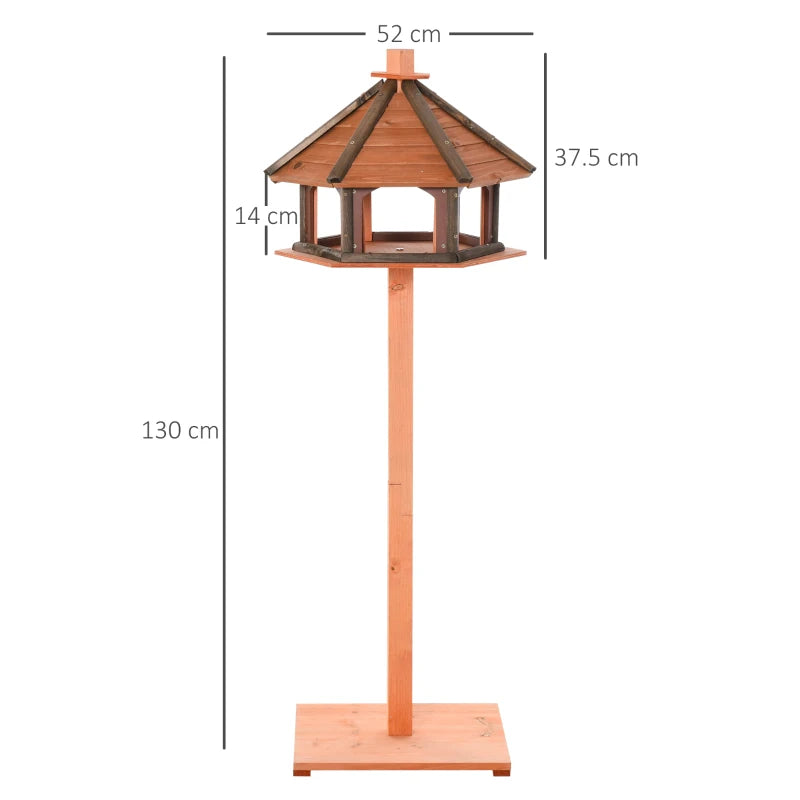 130cm Tall Wooden Bird Feeder / Play Stand with Roof for Outside Use