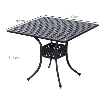 Large Square Cast Aluminium Bistro Style Table (Parasol & Chairs Not Included)