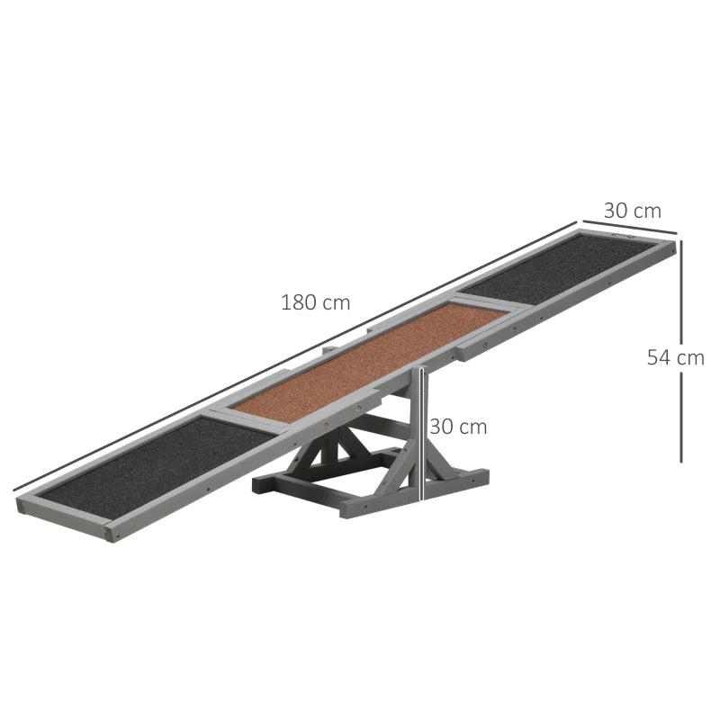 Wooden Pet Seesaw - Dog Agility Testing/Training Equipment with Anti Slip Surface