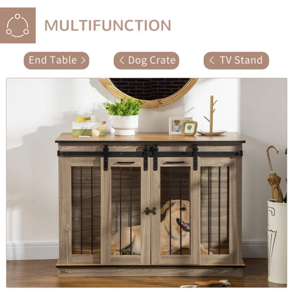 Large Pet Crate with Removable Divider for One Large Pet or Two Small - Oak