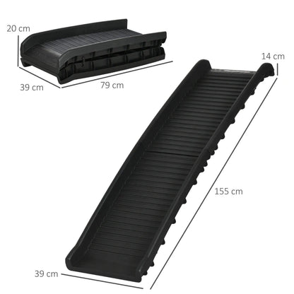 Foldable Pet Car Ramp for Easy Access to Car Boot - Anti Slip Grooves