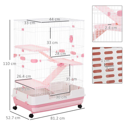 Portable - 4-Tier - Small Animal Cage (Hamsters / Gerbils etc) - Pink