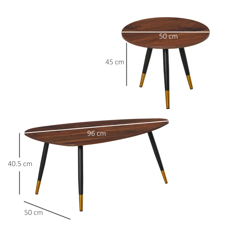 Vintage Style - Round Triangle Nesting Coffee Table Set with Pole Feet