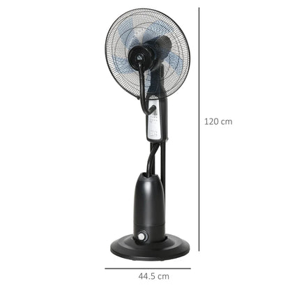 18" Pedestal Fan with Water Mist Spray, 3 Speeds, 2.8L Water Tank, Timer and Remote