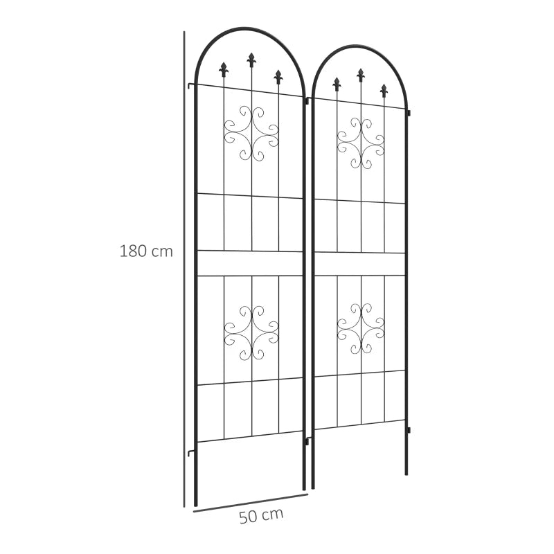 Set of 2 - Spiral Trellis Fence with Trident Spike Design