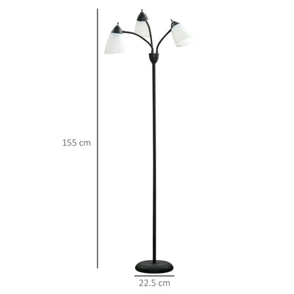 Steel Frame - 3-Light Arc Tree Floor Standing Lamp with Adjustable Goose Neck Lights