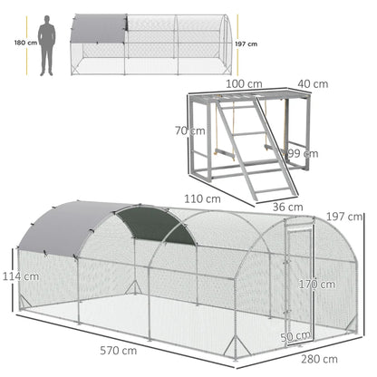 Walk-In Chicken Coop Run with Chicken Activity Shelf and Cover