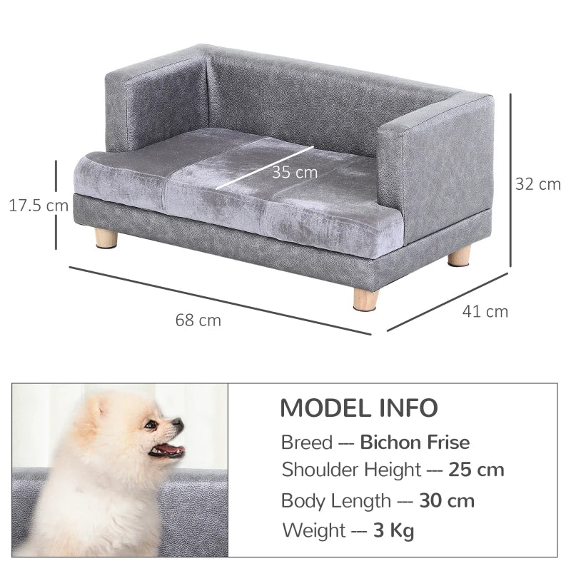 Soft Cushioned Dog Sofa Bed with Surrounding Back and Arms for Small Sized Dogs