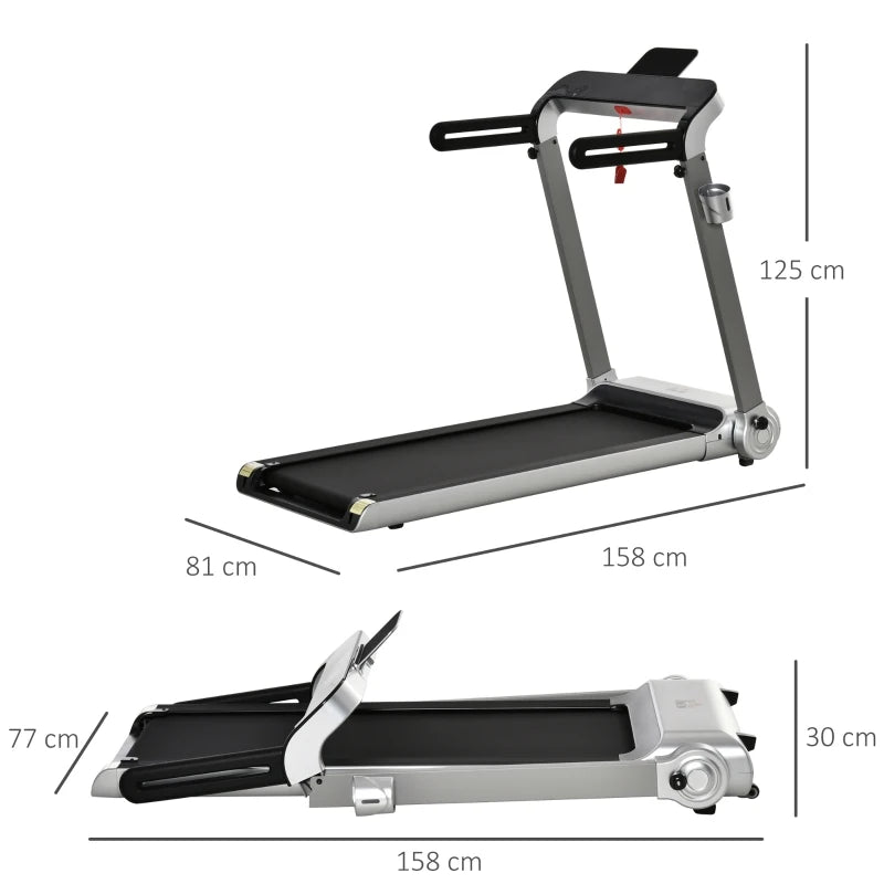 15km/h - Treadmill with 6-Level Speed Shortcuts, LED Monitor, USB Port and Phone / Drinks Holder