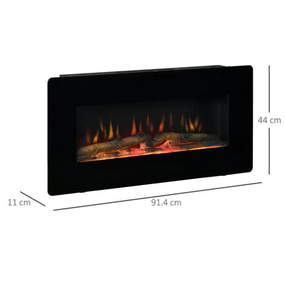 Electric Wall Mounted Fireplace Heater with Adjustable Flame Effect and Remote Control