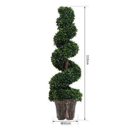 Set of 2 - Artificial Boxwood Spiral Topiary Trees - 120cm