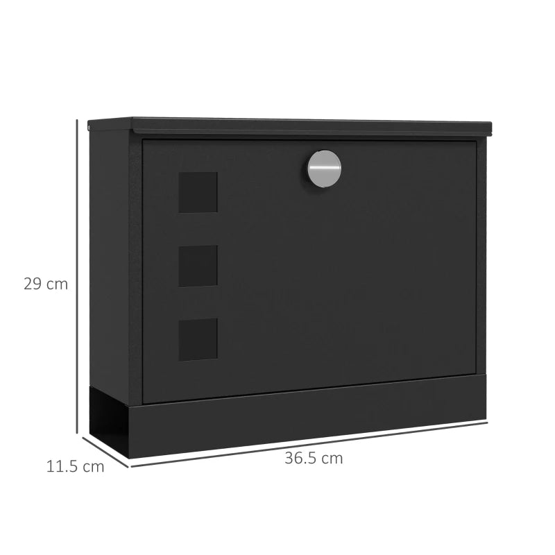 Wall Mounted Weatherproof Post Box / Letterbox, Modern Style with 2 Keys and Viewing Windows