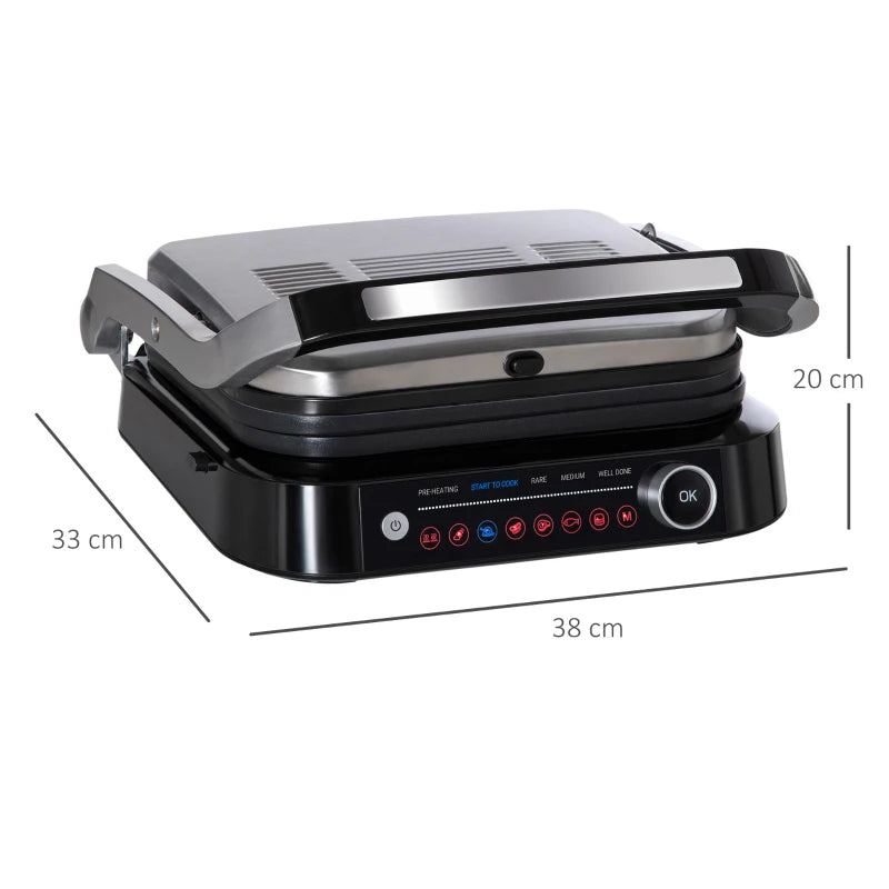 Electric Grill / Panini Press - Non Stick with 180° Open Lid, Drip Tray & Removable Plate