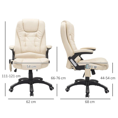 Executive Tilt & Recline Office Chair with Massage & Heat function - Cream