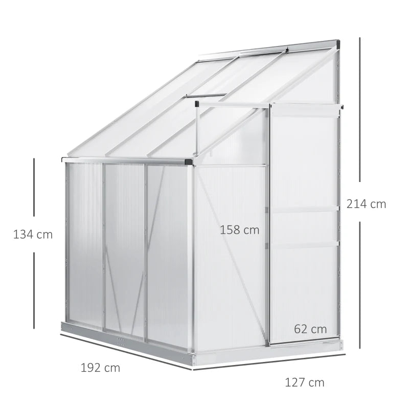 Wall Attached Walk-In Greenhouse with Adjustable Roof Vent