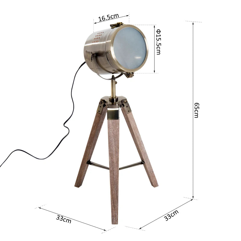 Vintage Style Tri-Pod Floor / Tabletop Lamp with Adjustable Height