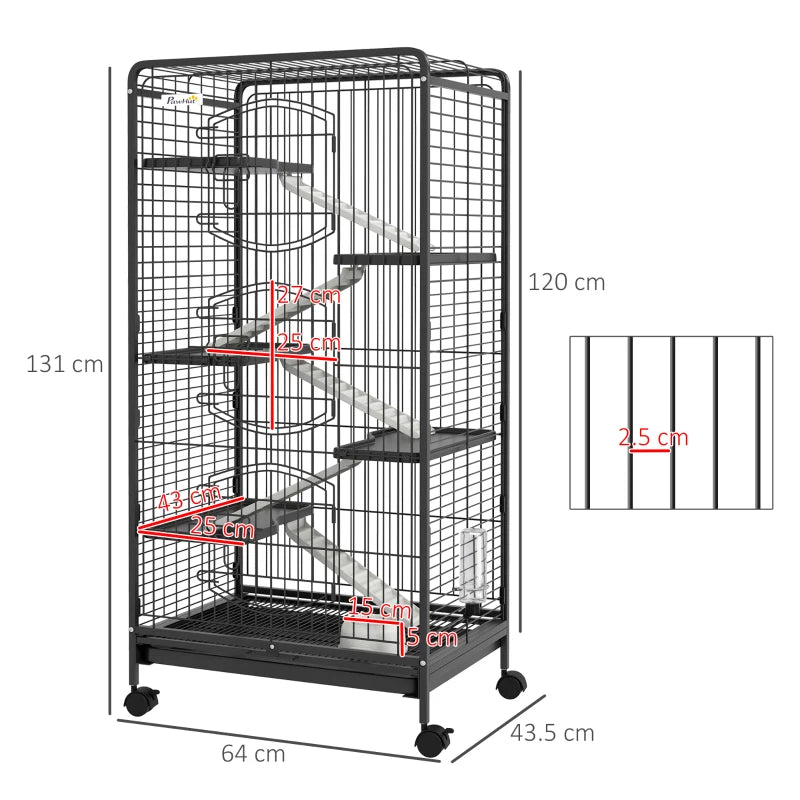 131cm - 6-Level - Small Animal Cage - (Hamster / Gerbil etc) with Food Dish and Water Bottle Included