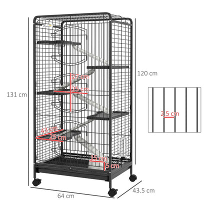 131cm - 6-Level - Small Animal Cage - (Hamster / Gerbil etc) with Food Dish and Water Bottle Included