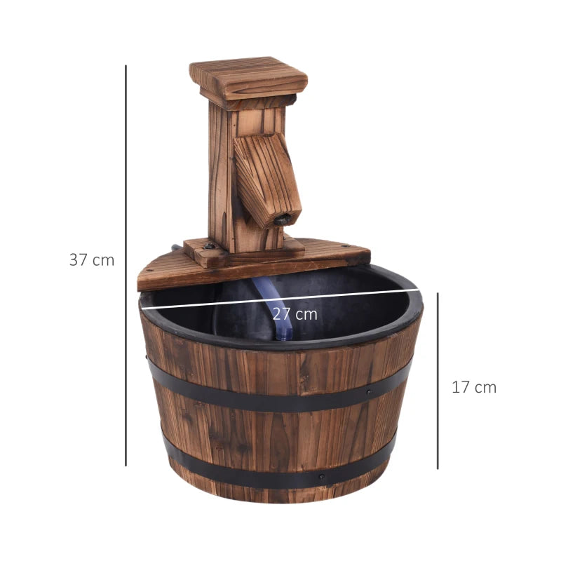 Wooden Half Barrel Water Fountain with Electric Pump