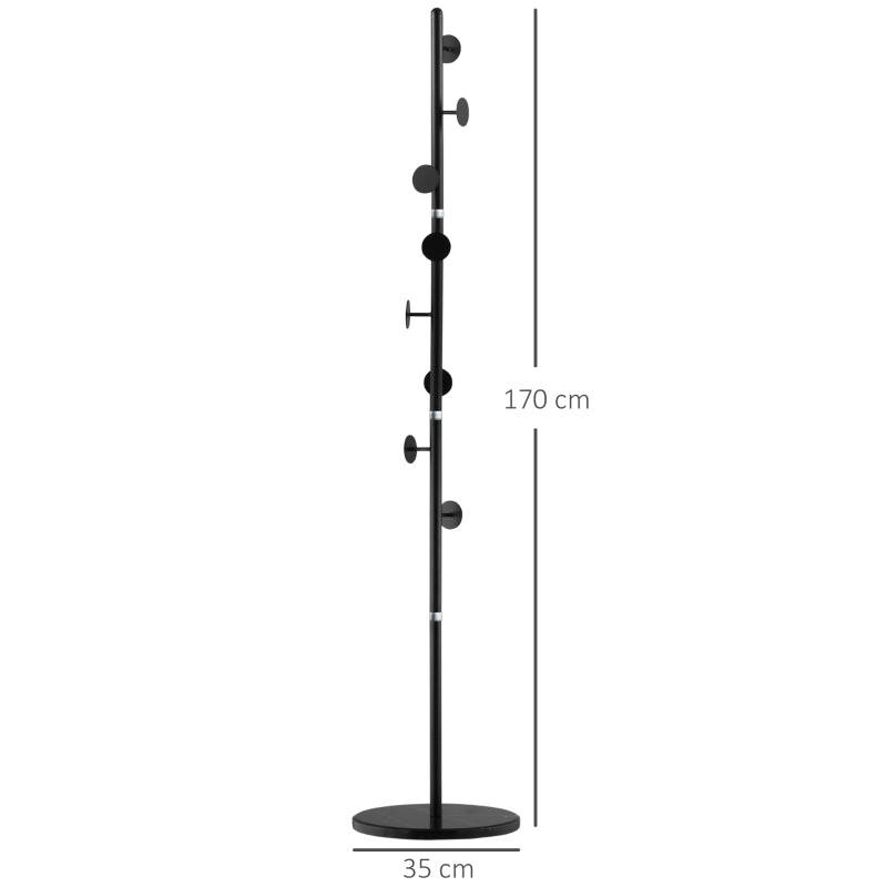 Modern Minimalist Design Disc Hook Coat Rack with 8 Disc Hooks - Black Marble