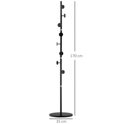 Modern Minimalist Design Disc Hook Coat Rack with 8 Disc Hooks - Black Marble