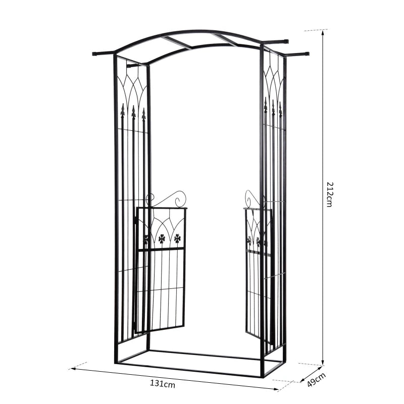 Garden Entrance Arch Trellis with Door Gate - 6.6ft