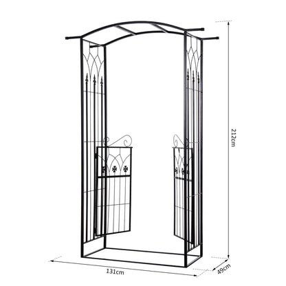 Garden Entrance Arch Trellis with Door Gate - 6.6ft