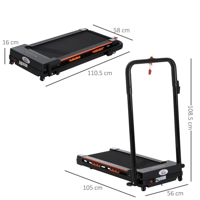 6km/h - Compact Slimline Foldable Treadmill with Footwell LCD Monitor and Emergency Stop Function