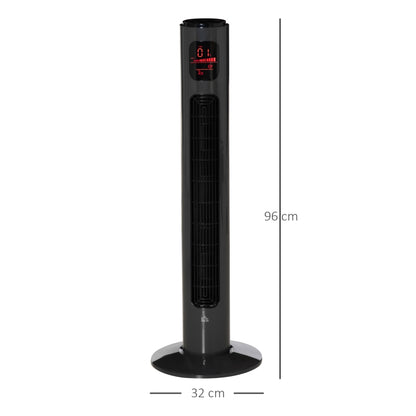 38" Freestanding Oscillating Tower Fan with Red LED Panel, 3 Speed Modes and 12hr Timer