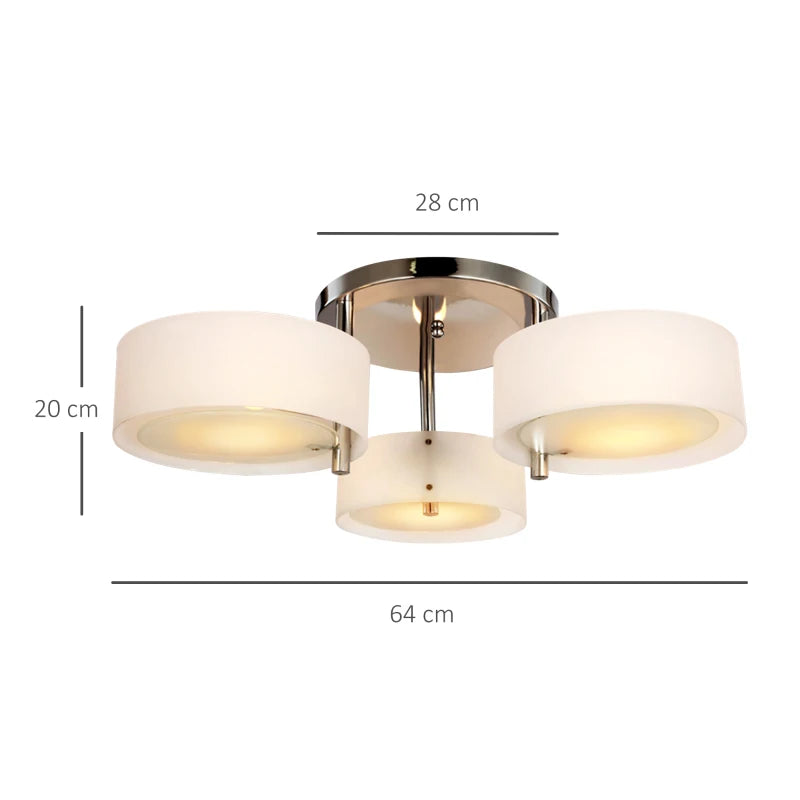 3 Light Pendant Ceiling Light with Flush Mount Chrome Finish