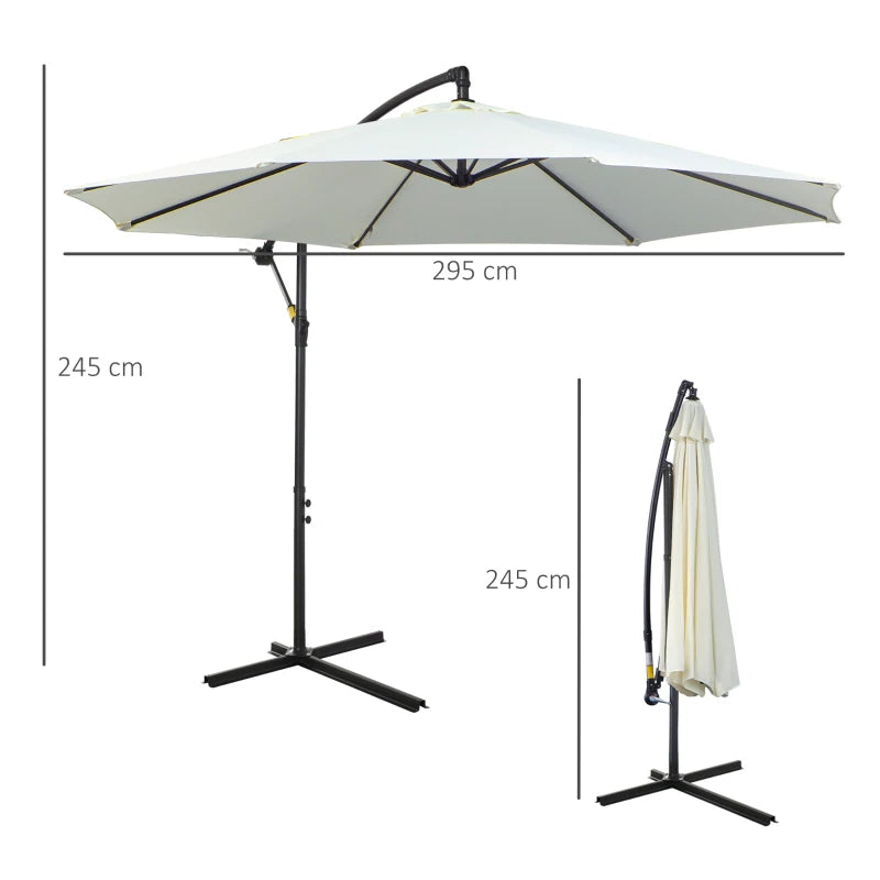 Cantilever Hanging Banana Parasol Umbrella - White