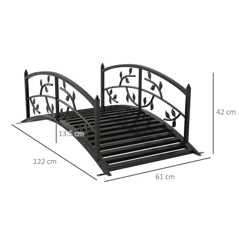 (1.2m) - Metal Decorative Garden Bridge with Floral Design