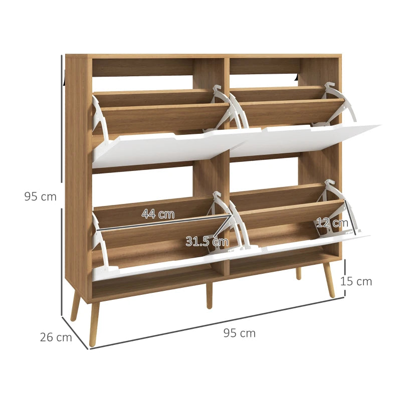 16 Pair - Shoe Cabinet Organiser with 4 Flip Drawers