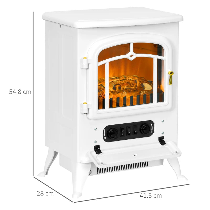 Freestanding Electric Fire Place / Log Wood Burning Effect / Indoor Heater - White