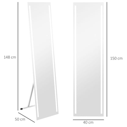 Freestanding or Wall Mounted - LED - Full Length Mirror with Touchscreen Colour Control Lighting