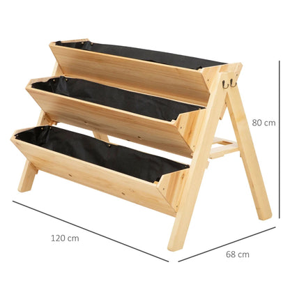 142L - 3-Tier Raised Garden Bed Planter Box with Hooks